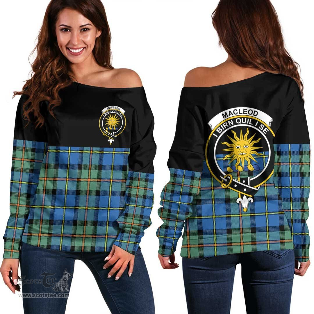 Scottish MacLeod of Harris Ancient Clan Tartan Off Shoulder Sweatshirt - Crest Special Style