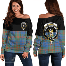 Scottish Stewart of Appin Hunting Ancient Clan Tartan Off Shoulder Sweatshirt - Crest Special Style