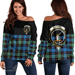 Scottish Guthrie Ancient Clan Tartan Off Shoulder Sweatshirt - Crest Special Style