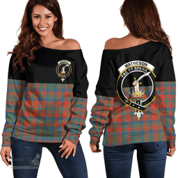 Scottish Matheson Ancient Clan Tartan Off Shoulder Sweatshirt - Crest Special Style