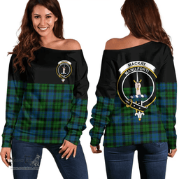 Scottish MacKay Modern Clan Tartan Off Shoulder Sweatshirt - Crest Special Style