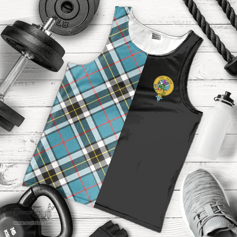 Scottish Thomson Clan Tartan Men Tank Top - Half of Me Style Scottish Plaid Tartan Plaid