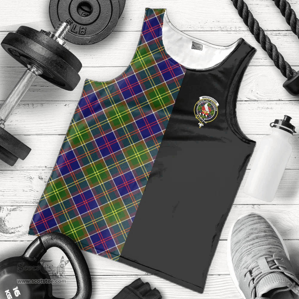 Scottish Whitefoord modern Clan Tartan Men Tank Top - Half of Me Style Scottish Plaid Tartan Plaid