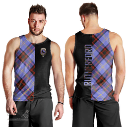 Scottish Rutherford Clan Tartan Men Tank Top - Half of Me Style Scottish Plaid Tartan Plaid