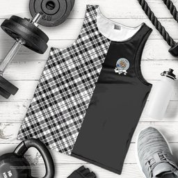 Scottish Scott Black White Modern Clan Tartan Men Tank Top - Half of Me Style Scottish Plaid Tartan Plaid