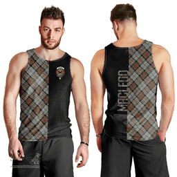 Scottish MacLeod of Harris Weathered Clan Tartan Men Tank Top - Half of Me Style Scottish Plaid Tartan Plaid
