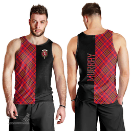 Scottish Murray of Tulloch Modern Clan Tartan Men Tank Top - Half of Me Style Scottish Plaid Tartan Plaid