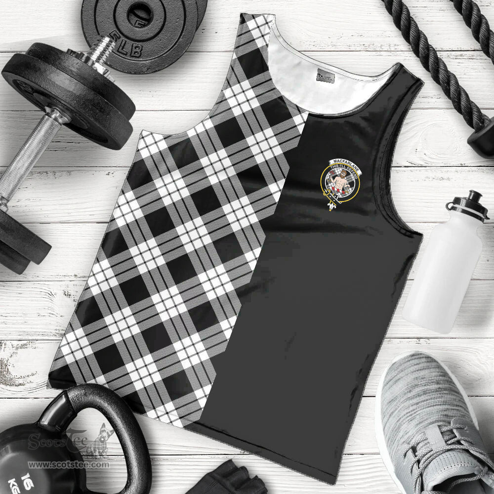Scottish MacFarlane Black _ White Clan Tartan Men Tank Top - Half of Me Style Scottish Plaid Tartan Plaid