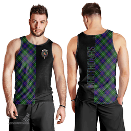 Scottish MacThomas Modern Clan Tartan Men Tank Top - Half of Me Style Scottish Plaid Tartan Plaid
