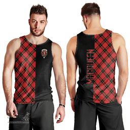 Scottish MacQueen Modern Clan Tartan Men Tank Top - Half of Me Style Scottish Plaid Tartan Plaid