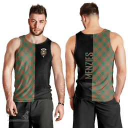 Scottish Menzies Green Ancient Clan Tartan Men Tank Top - Half of Me Style Scottish Plaid Tartan Plaid