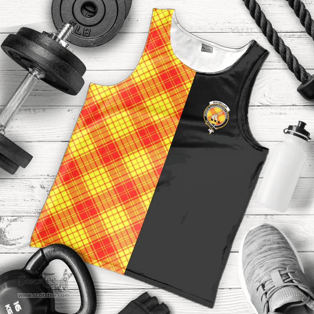 Scottish MacMillan Clan Tartan Men Tank Top - Half of Me Style Scottish Plaid Tartan Plaid