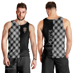 Scottish Menzies Black _ White Modern Clan Tartan Men Tank Top - Half of Me Style Scottish Plaid Tartan Plaid