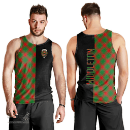 Scottish Middleton Modern Clan Tartan Men Tank Top - Half of Me Style Scottish Plaid Tartan Plaid