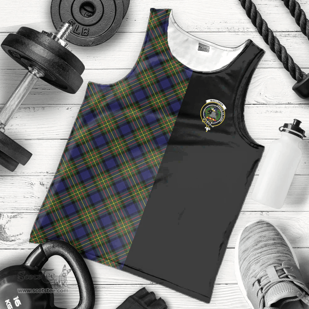 Scottish MacLaren Modern Clan Tartan Men Tank Top - Half of Me Style Scottish Plaid Tartan Plaid
