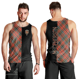 Scottish MacPherson Weathered Clan Tartan Men Tank Top - Half of Me Style Scottish Plaid Tartan Plaid