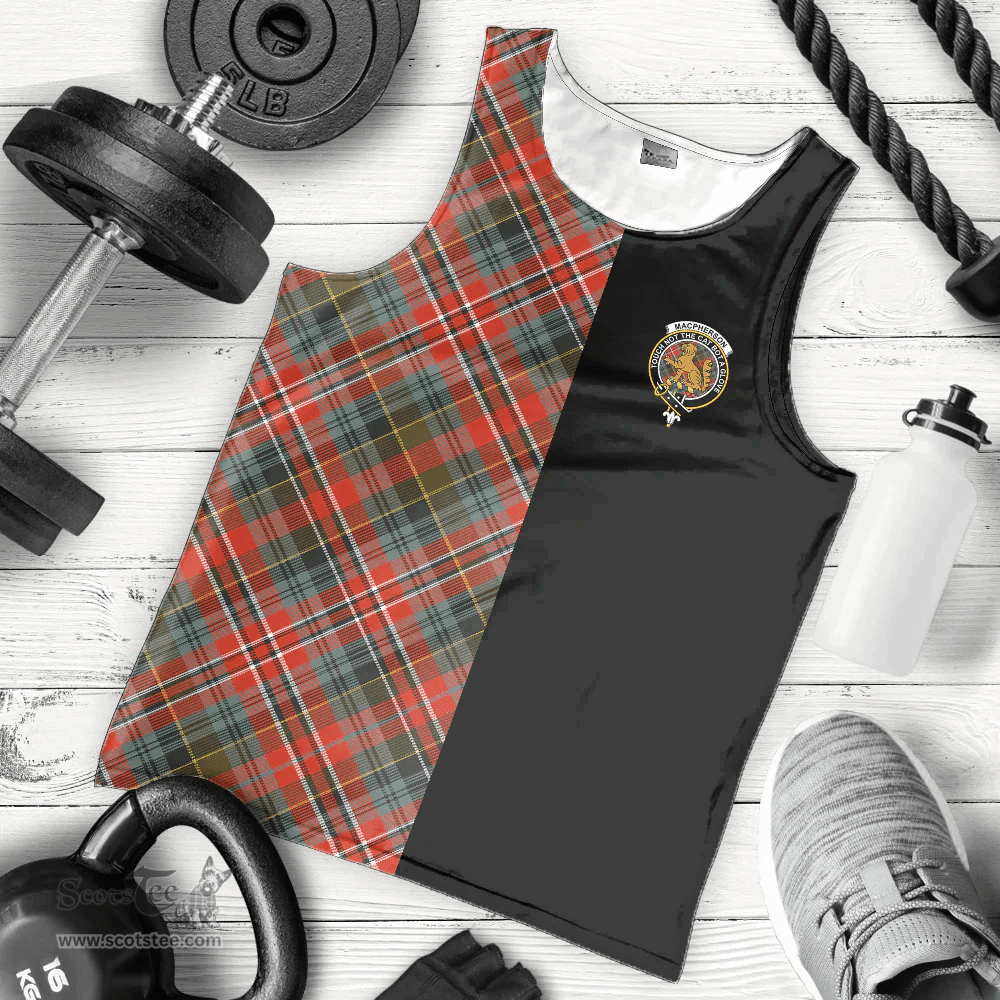 Scottish MacPherson Weathered Clan Tartan Men Tank Top - Half of Me Style Scottish Plaid Tartan Plaid