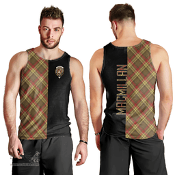 Scottish MacMillan Old Weathered Clan Tartan Men Tank Top - Half of Me Style Scottish Plaid Tartan Plaid