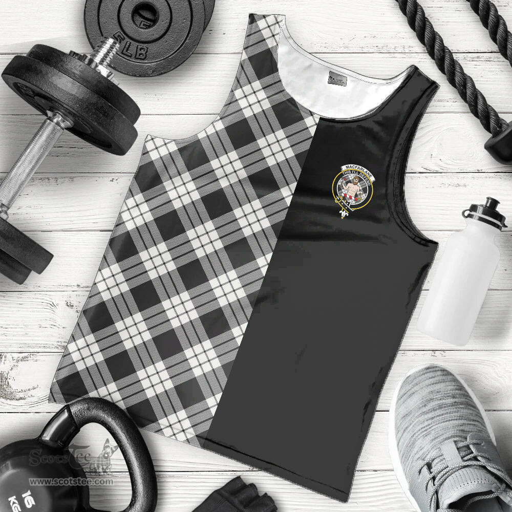 Scottish MacFarlane Black _ White Ancient Clan Tartan Men Tank Top - Half of Me Style Scottish Plaid Tartan Plaid
