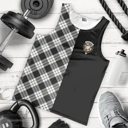 Scottish MacFarlane Black _ White Ancient Clan Tartan Men Tank Top - Half of Me Style Scottish Plaid Tartan Plaid