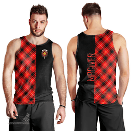 Scottish MacIver Modern Clan Tartan Men Tank Top - Half of Me Style Scottish Plaid Tartan Plaid