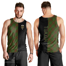 Scottish Maxwell Hunting Clan Tartan Men Tank Top - Half of Me Style Scottish Plaid Tartan Plaid
