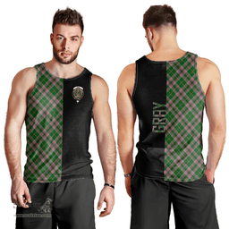 Scottish Gray Hunting Clan Tartan Men Tank Top - Half of Me Style Scottish Plaid Tartan Plaid