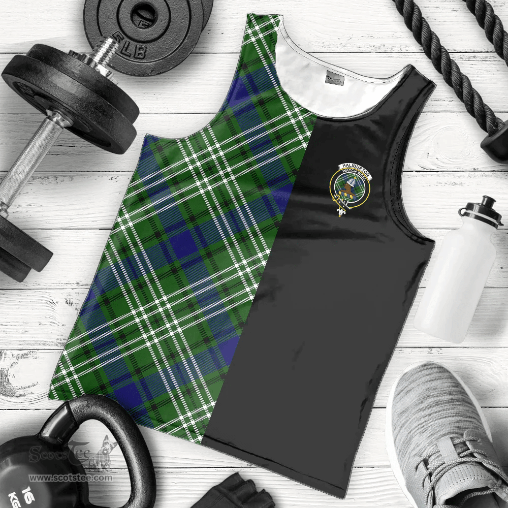 Scottish Haliburton Clan Tartan Men Tank Top - Half of Me Style Scottish Plaid Tartan Plaid