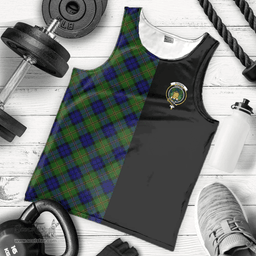 Scottish Dundas Modern Clan Tartan Men Tank Top - Half of Me Style Scottish Plaid Tartan Plaid