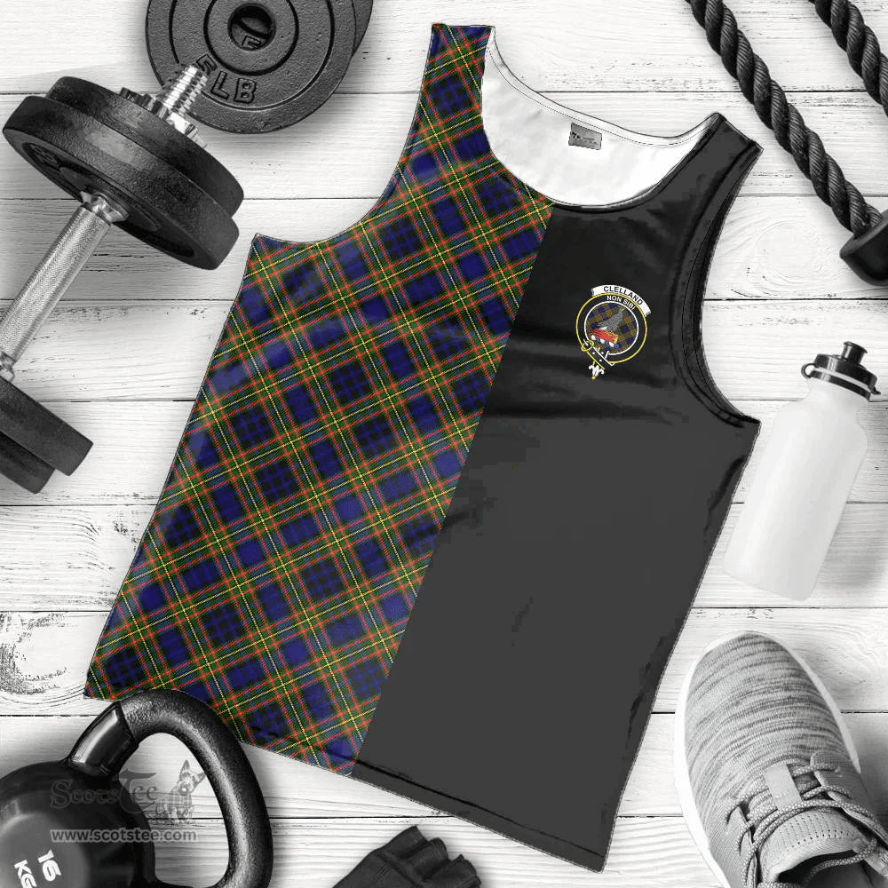 Scottish Clelland Modern Clan Tartan Men Tank Top - Half of Me Style Scottish Plaid Tartan Plaid