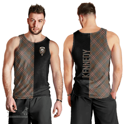 Scottish Kennedy Weathered Clan Tartan Men Tank Top - Half of Me Style Scottish Plaid Tartan Plaid