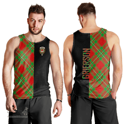 Scottish Grierson Clan Tartan Men Tank Top - Half of Me Style Scottish Plaid Tartan Plaid