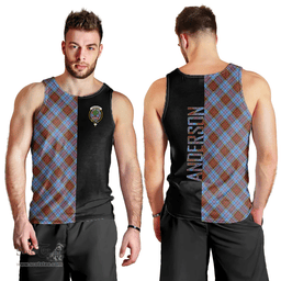 Scottish Anderson Modern Clan Tartan Men Tank Top - Half of Me Style Scottish Plaid Tartan Plaid