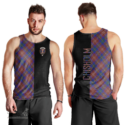 Scottish Chisholm Hunting Modern Clan Tartan Men Tank Top - Half of Me Style Scottish Plaid Tartan Plaid