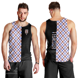 Scottish Boswell Modern Clan Tartan Men Tank Top - Half of Me Style Scottish Plaid Tartan Plaid