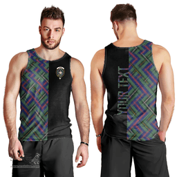 Scottish Wood Modern Clan Tartan Men Tank Top - Half of Me Style - Custom Your Text Scottish Plaid Tartan Plaid