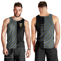 Scottish Campbell Faded Clan Tartan Men Tank Top - Half of Me Style Scottish Plaid Tartan Plaid
