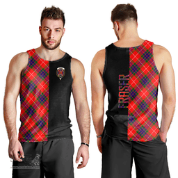 Scottish Fraser Modern Clan Tartan Men Tank Top - Half of Me Style Scottish Plaid Tartan Plaid