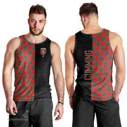 Scottish Cumming Modern Clan Tartan Men Tank Top - Half of Me Style Scottish Plaid Tartan Plaid