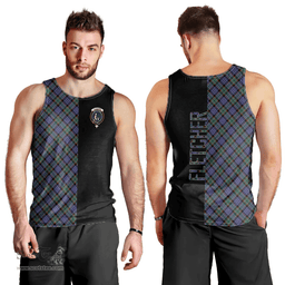 Scottish Fletcher Modern Clan Tartan Men Tank Top - Half of Me Style Scottish Plaid Tartan Plaid
