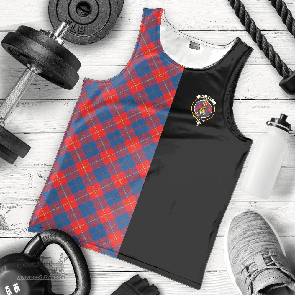 Scottish Galloway Red Clan Tartan Men Tank Top - Half of Me Style - Custom Your Text Scottish Plaid Tartan Plaid