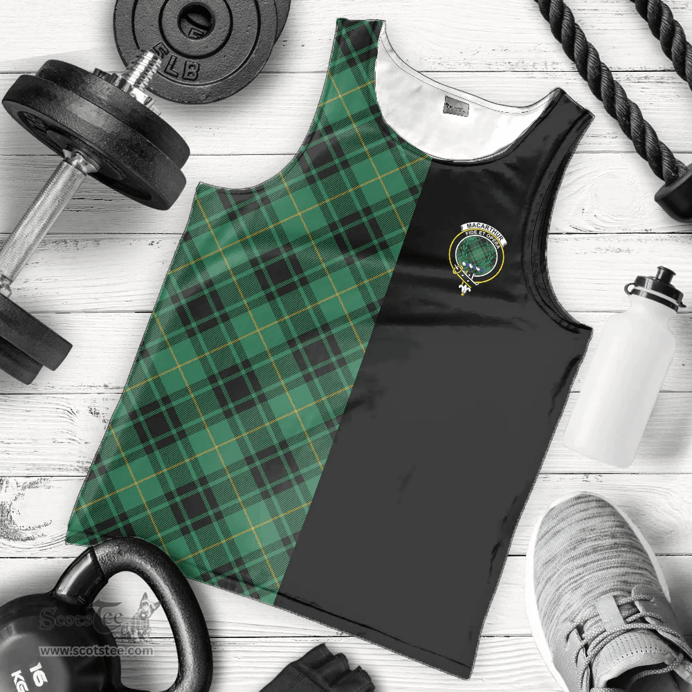 Scottish MacArthur Ancient Clan Tartan Men Tank Top - Half of Me Style - Custom Your Text Scottish Plaid Tartan Plaid