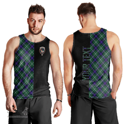 Scottish MacDonald of the Isles Hunting Modern Clan Tartan Men Tank Top - Half of Me Style - Custom Your Text Scottish Plaid Tartan Plaid