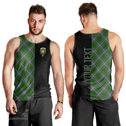Scottish Pringle Clan Tartan Men Tank Top - Half of Me Style - Custom Your Text Scottish Plaid Tartan Plaid