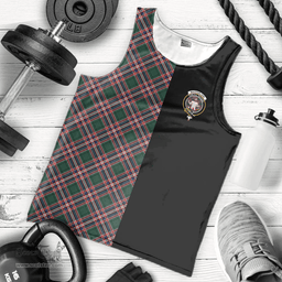Scottish MacFarlane Hunting Modern Clan Tartan Men Tank Top - Half of Me Style - Custom Your Text Scottish Plaid Tartan Plaid