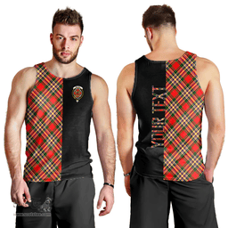 Scottish MacGill Modern Clan Tartan Men Tank Top - Half of Me Style - Custom Your Text Scottish Plaid Tartan Plaid
