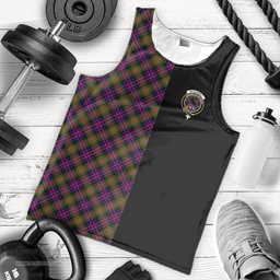 Scottish MacDonnell of Glengarry Modern Clan Tartan Men Tank Top - Half of Me Style - Custom Your Text Scottish Plaid Tartan Plaid
