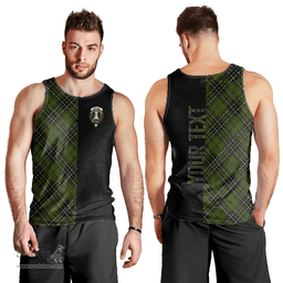 Scottish MacLean Hunting Clan Tartan Men Tank Top - Half of Me Style - Custom Your Text Scottish Plaid Tartan Plaid