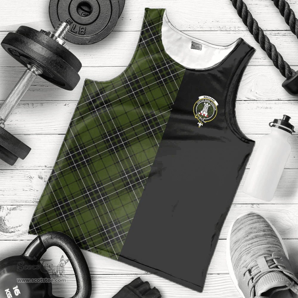 Scottish MacLean Hunting Clan Tartan Men Tank Top - Half of Me Style - Custom Your Text Scottish Plaid Tartan Plaid