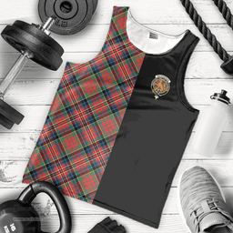 Scottish MacPherson Ancient Clan Tartan Men Tank Top - Half of Me Style - Custom Your Text Scottish Plaid Tartan Plaid